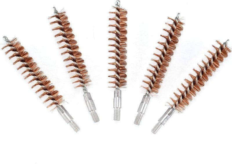 BOOSTEADY 5 Pcs Phosphor Bristle Bronze Bore Gun Cleaning Brush for Pistol Shotgun with 50 Professional Square Patches Multi-Caliber - Image 5